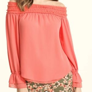NWT WHBM Off-The-Shoulder Smocked Blouse
